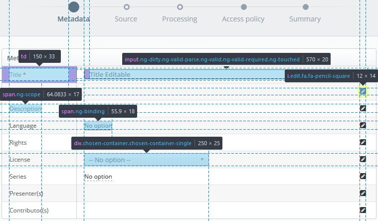 Step-by-step modal form - table spacing and sizes